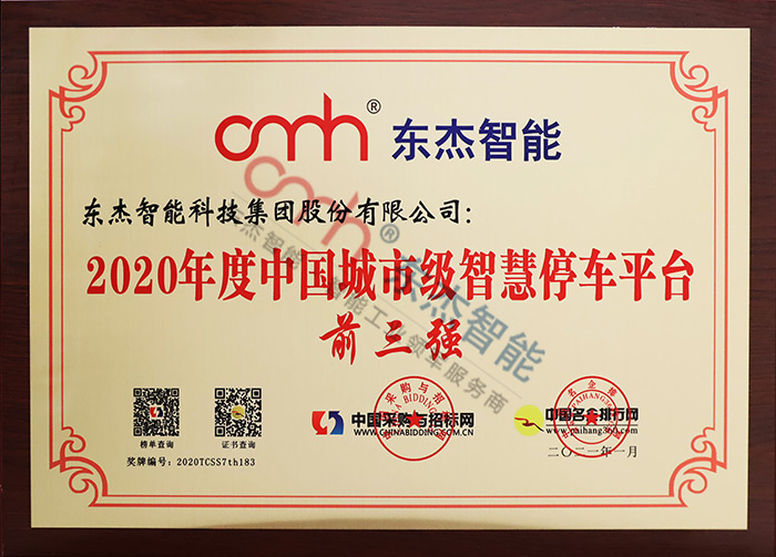 2020年度中國城市級智慧停車平臺 2020年度中國城市級智慧停車平臺